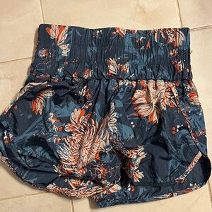 FP Movement by Free People Floral High Waist Shorts - Navy and Coral